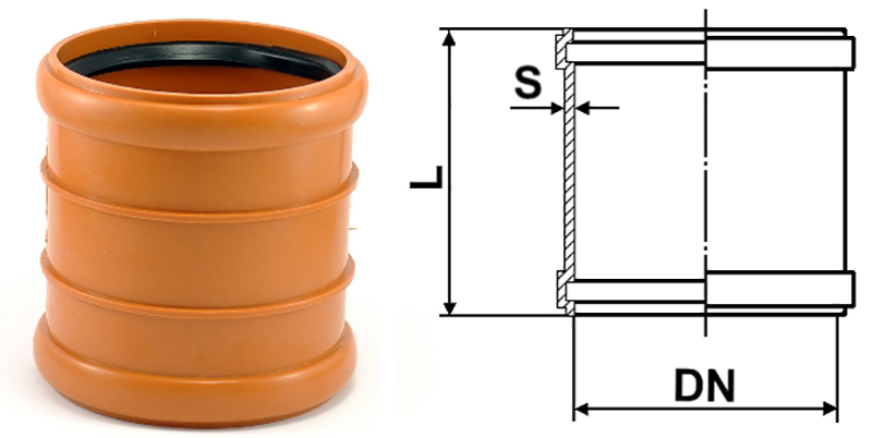 Муфта 630 мм, ПВХ, VALROM